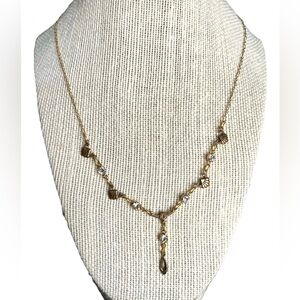 Vintage Sadie Green Signed Art Deco Antiqued Gold Necklace